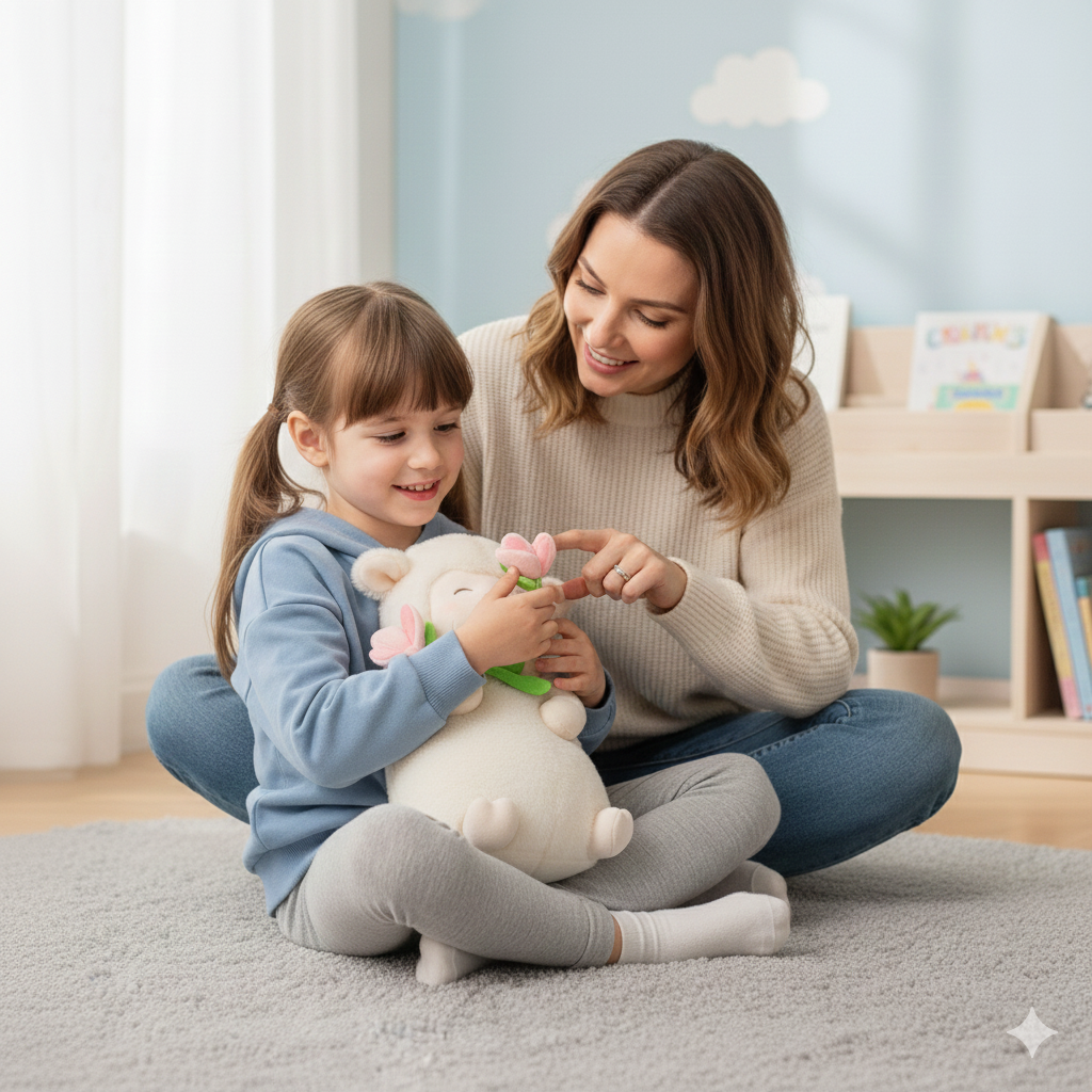 PELUCHE DE OVEJA CON TULIPÁN ROSA 27 cm - 4