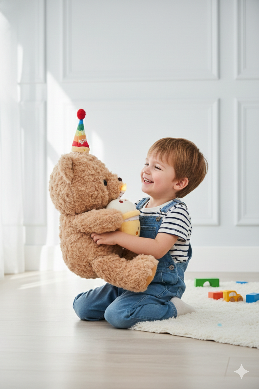 PELUCHE DE OSO DE CUMPLEAÑOS MARRÓN - 3