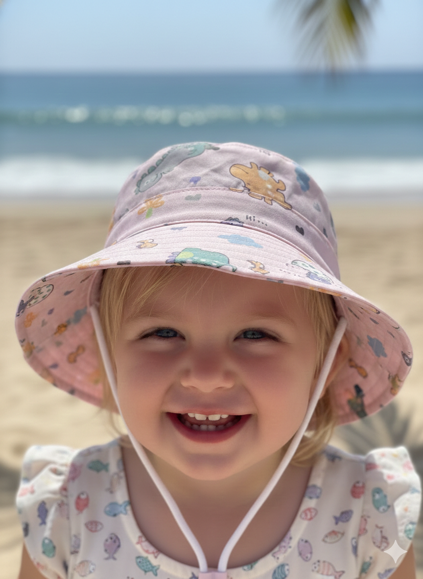 SOMBRERO CON PITA DE DINOSAURIOS VERDE AGUA DE 1 A 4 AÑOS - 1
