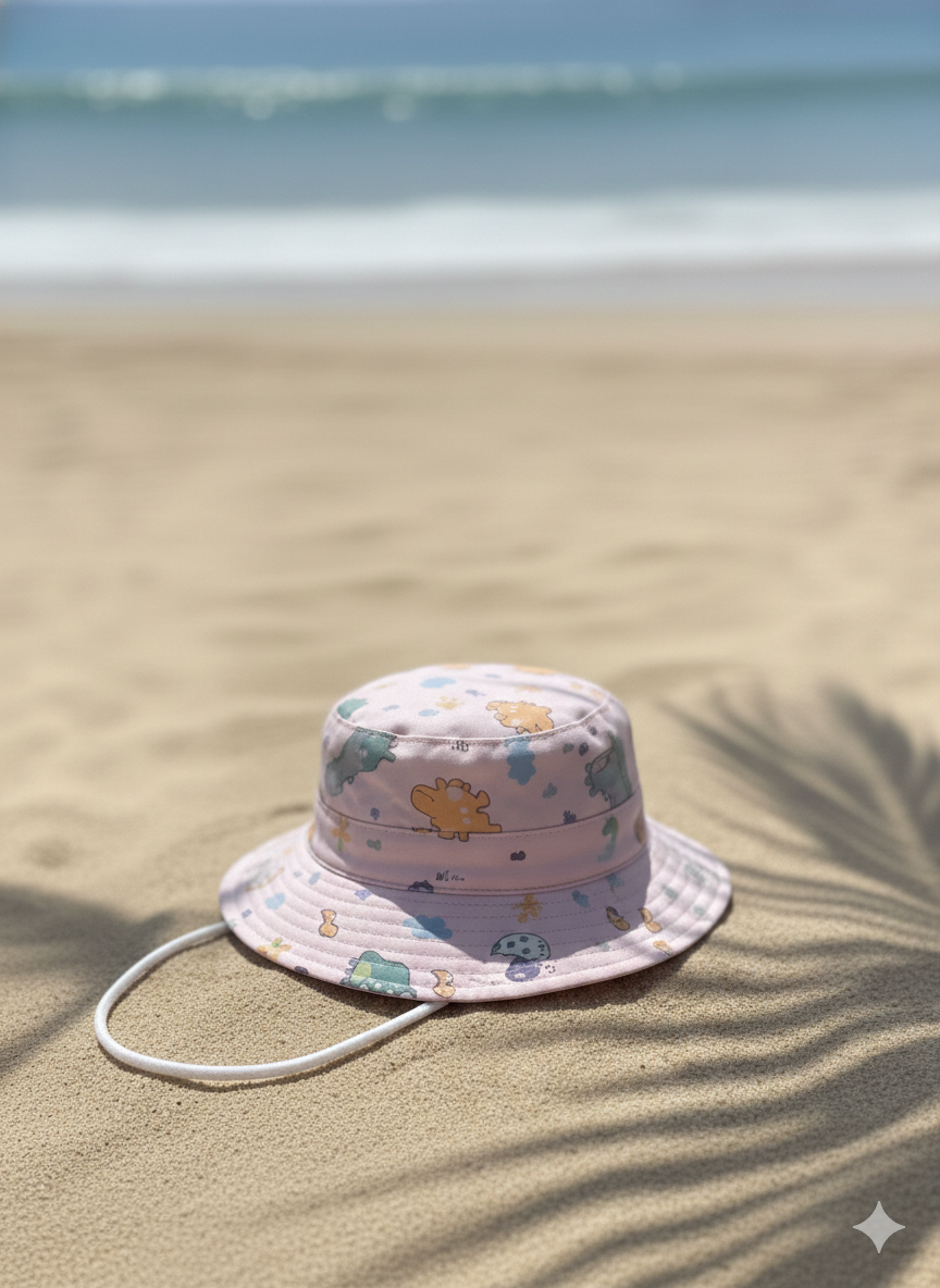 SOMBRERO CON PITA DE DINOSAURIOS VERDE AGUA DE 1 A 4 AÑOS - 4