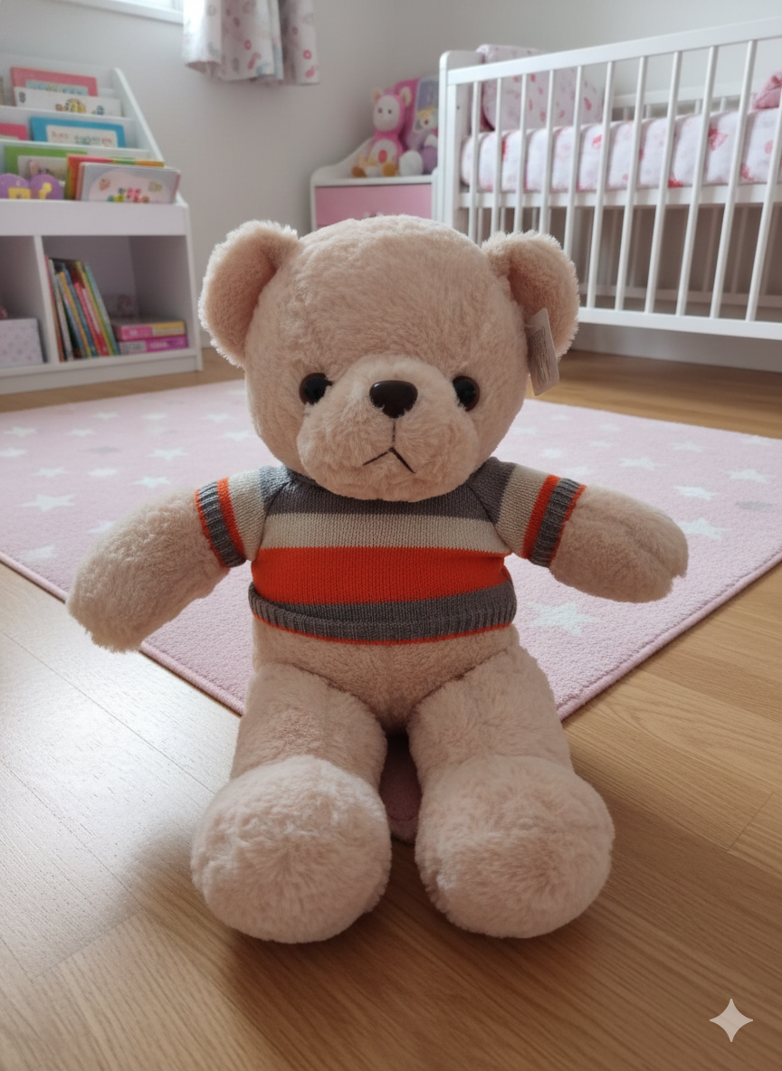 PELUCHE DE OSO CON CHOMPA TEJIDA NARANJA Y CREMA 54 CM - 2