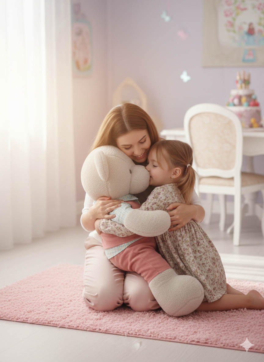 PELUCHE OSO BEIGE CON OVERALL ROSA 76 CM - 4