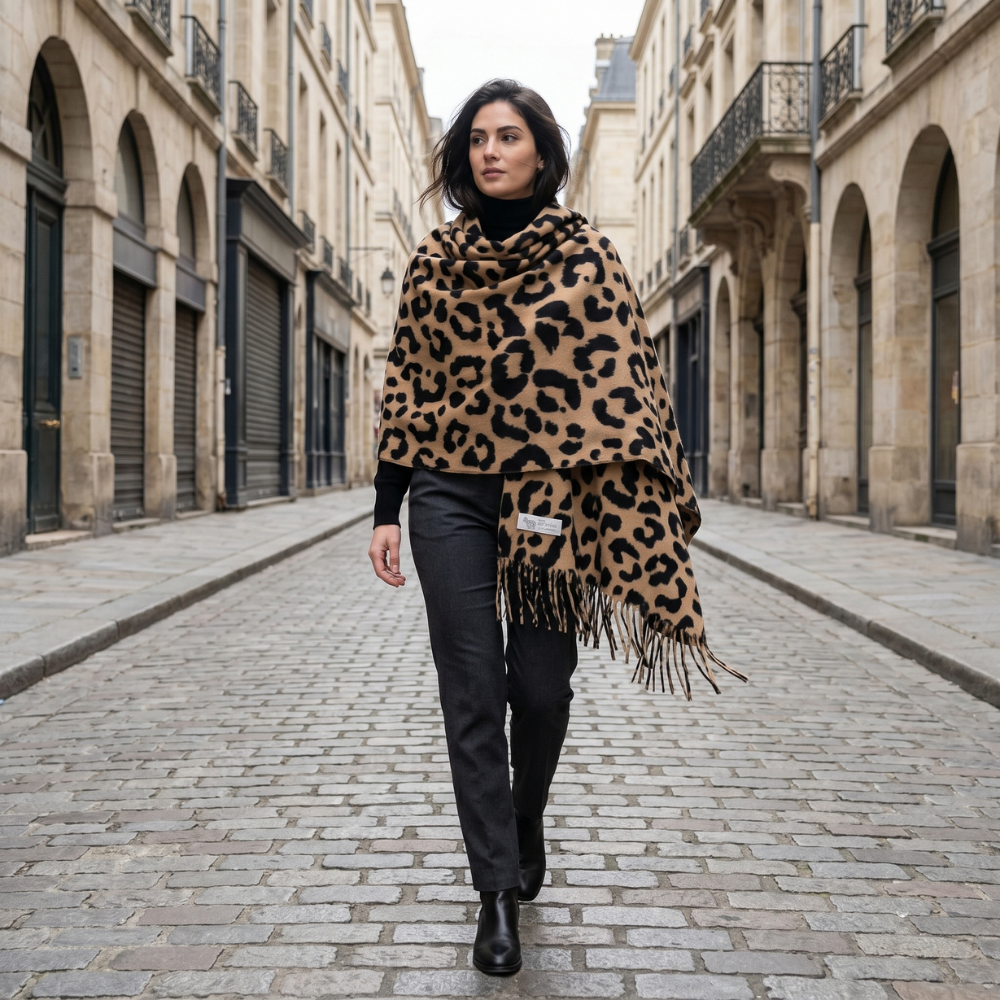 BUFANDA CHAL ANIMAL PRINT MARRÓN - 3