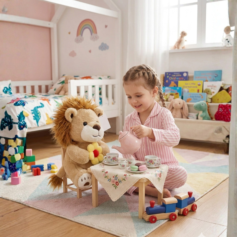 PELUCHE DE LEÓN CON FLOR DE COLOR ALEATORIO 40 CM - 4