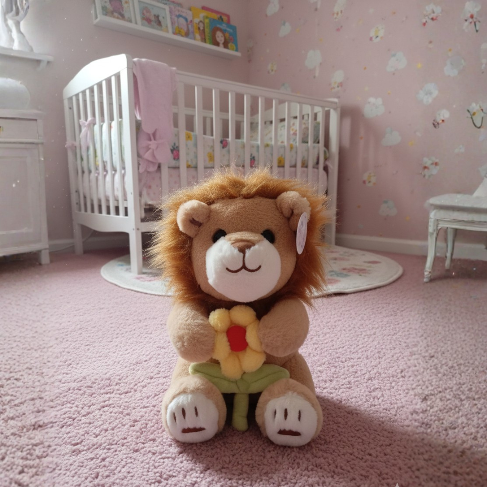 PELUCHE LEÓN CON FLOR DE COLOR ALEATORIO 30 CM - 2