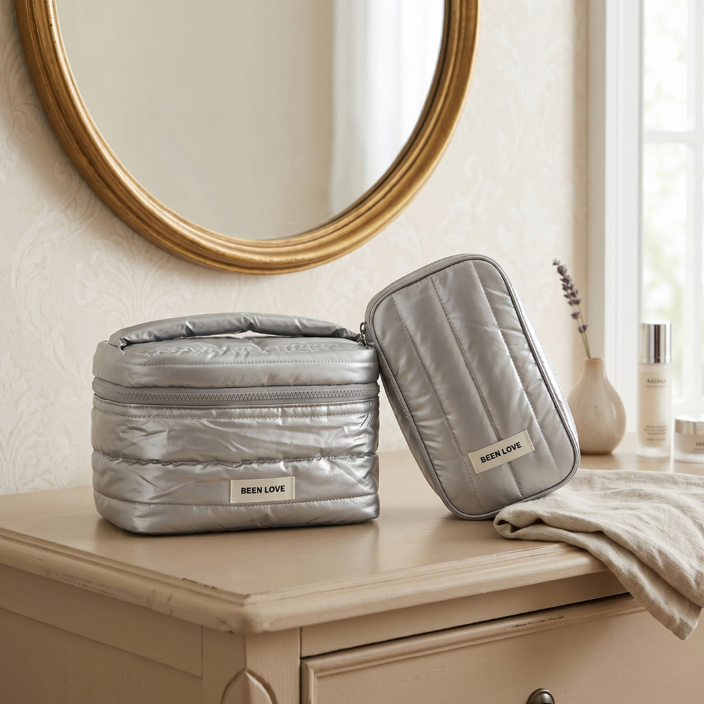 PACK DE 2 NECESERES IMPERMIABLE ACOLCHONADO GRIS - 1