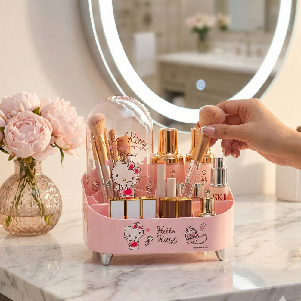 ORGANIZADORA DE MAQUILLAJE HELLO KITTY ROSA - 1