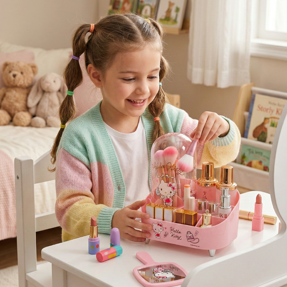 ORGANIZADORA DE MAQUILLAJE HELLO KITTY ROSA - 3
