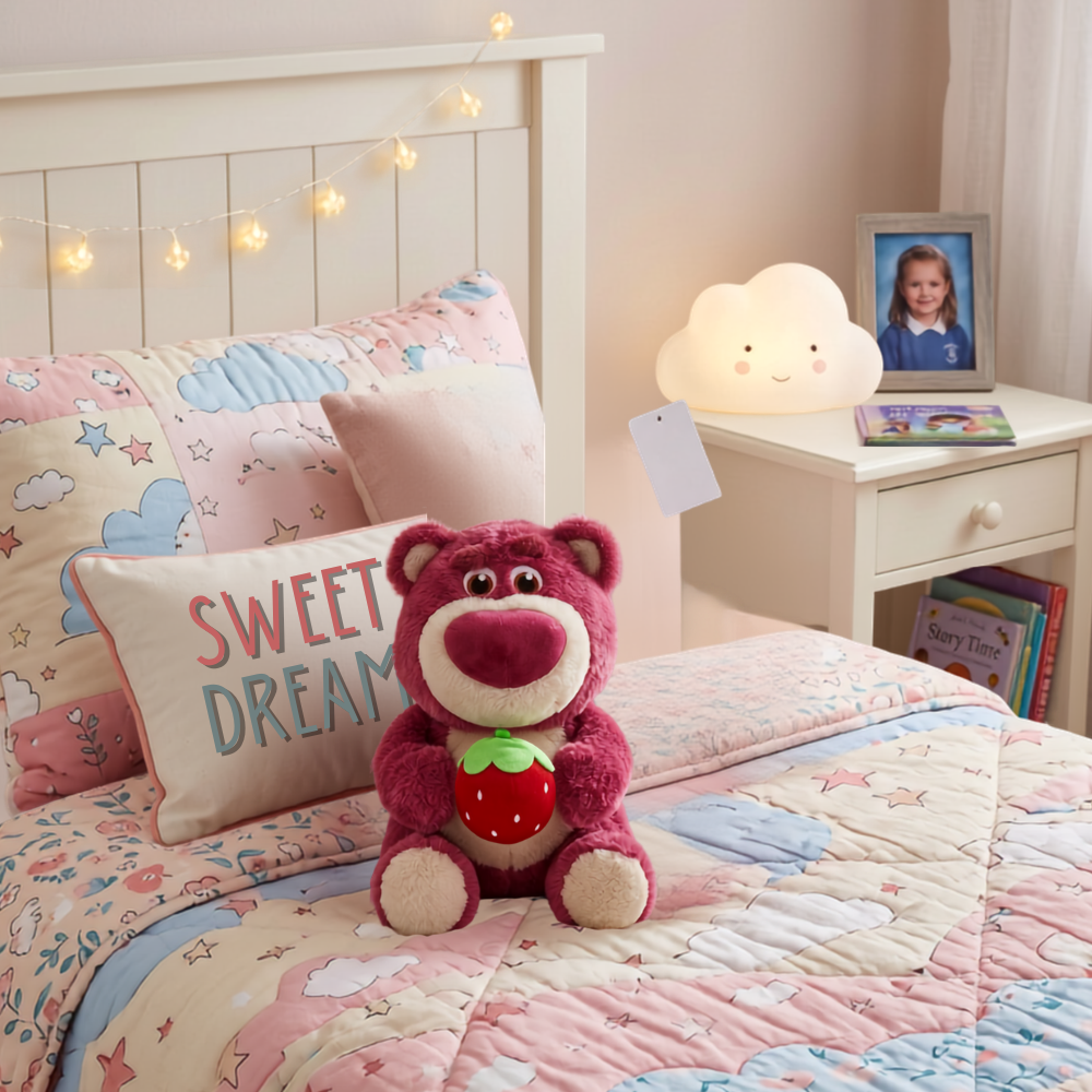 PELUCHE OSO ROSADO CON FRESA 35 CM - 1