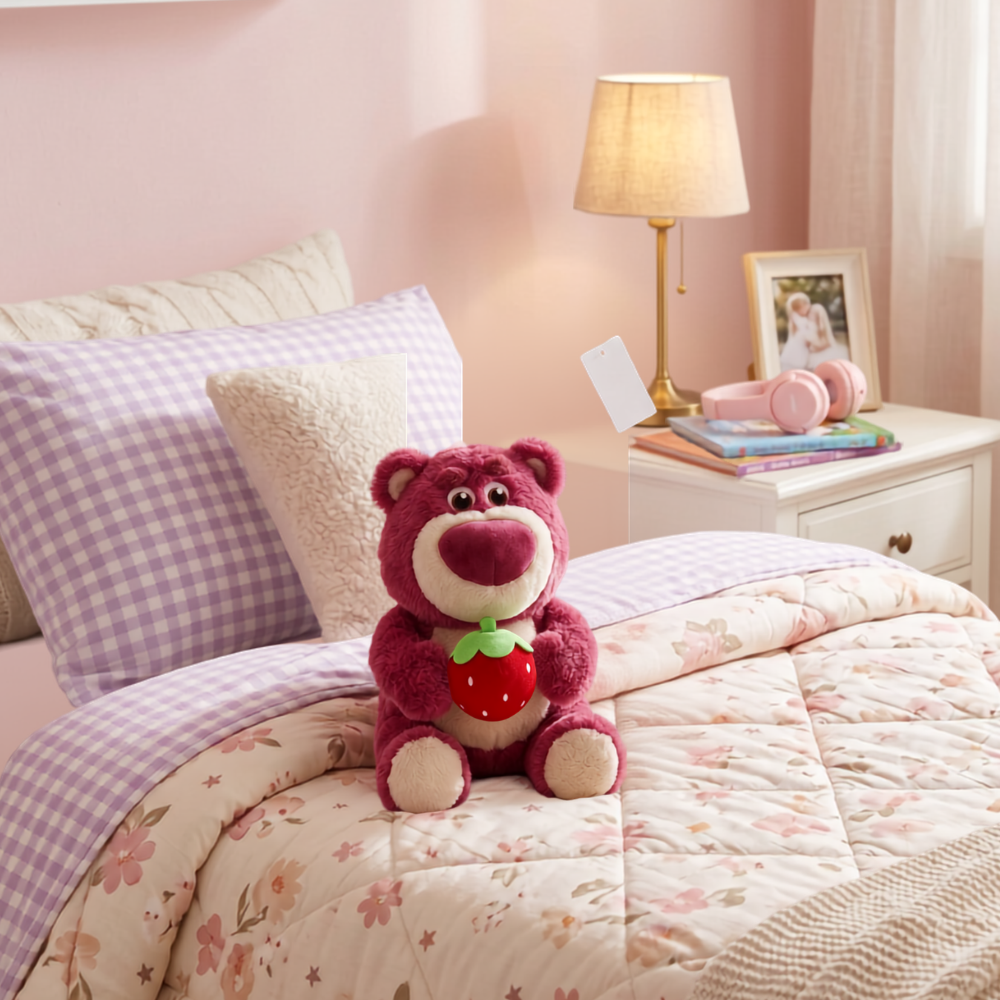 PELUCHE OSO ROSADO CON FRESA 35 CM - 2