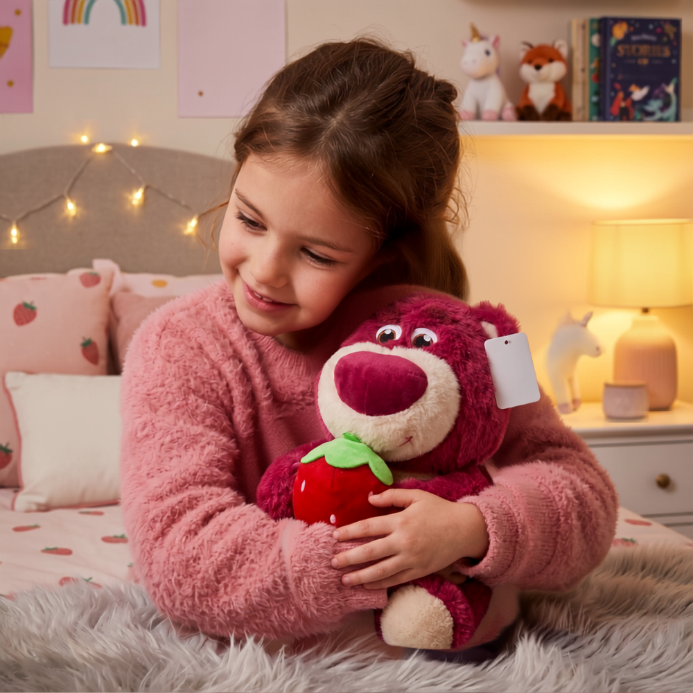 PELUCHE OSO ROSADO CON FRESA 35 CM - 3