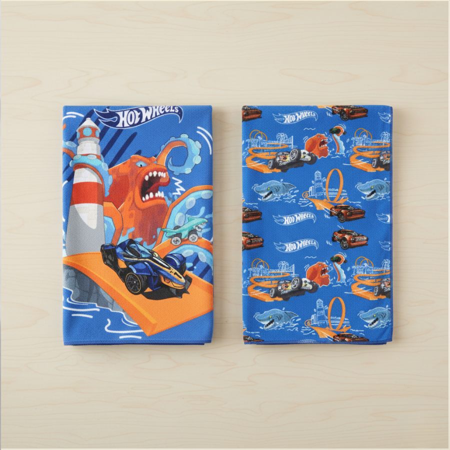 SET DE TOALLAS ESCOLAR X2 HOT WHEELS 48X32CM - 1