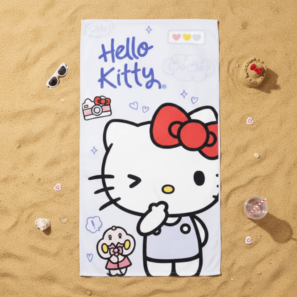 TOALLA PARA PLAYA HELLO KITTY GRIS CLARO 140X70CM - 1