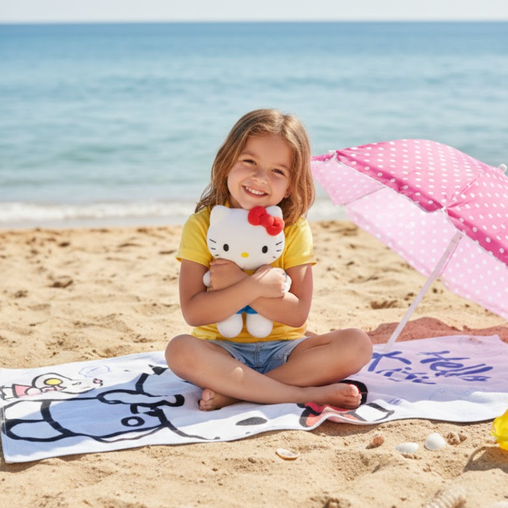 TOALLA PARA PLAYA HELLO KITTY GRIS CLARO 140X70CM - 3