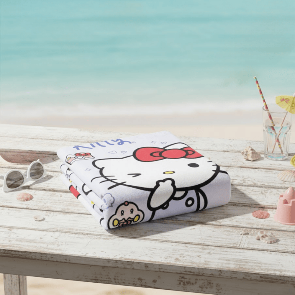 TOALLA PARA PLAYA HELLO KITTY GRIS CLARO 140X70CM - 4