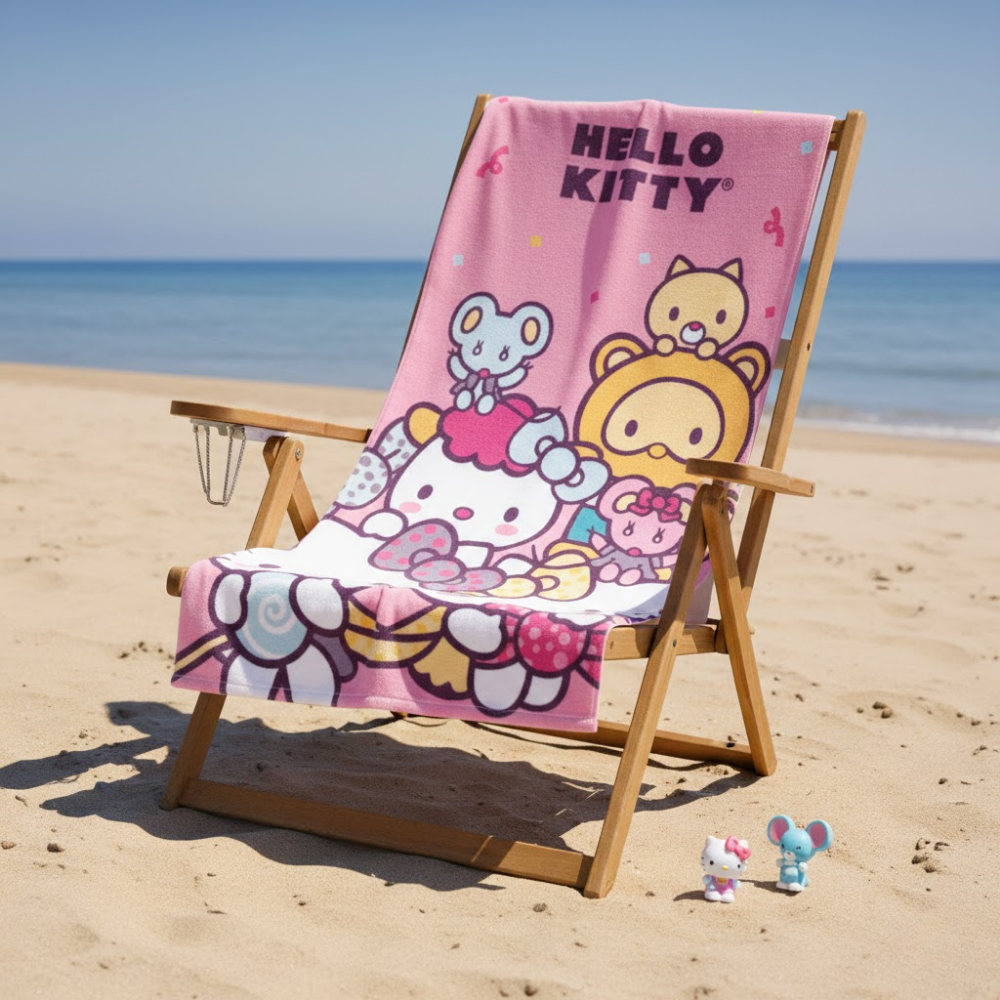 TOALLA PARA PLAYA HELLO KITTY ROSA Y AMIGOS 140X70CM - 2