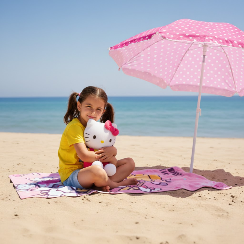 TOALLA PARA PLAYA HELLO KITTY ROSA Y AMIGOS 140X70CM - 4