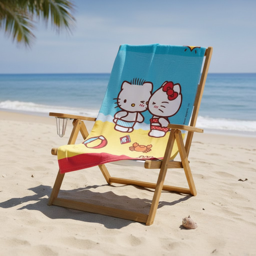 TOALLA PARA PLAYA HELLO KITTY PAREJA ROSA 140X70CM - 2