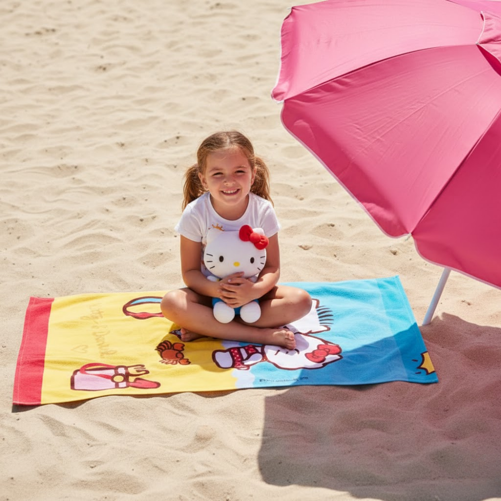 TOALLA PARA PLAYA HELLO KITTY PAREJA ROSA 140X70CM - 4