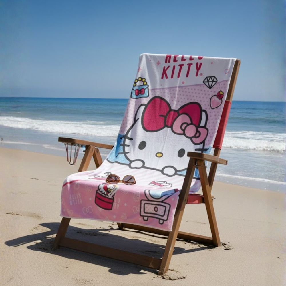 TOALLA PARA PLAYA HELLO KITTY ROSA CUTE 140X70CM - 2