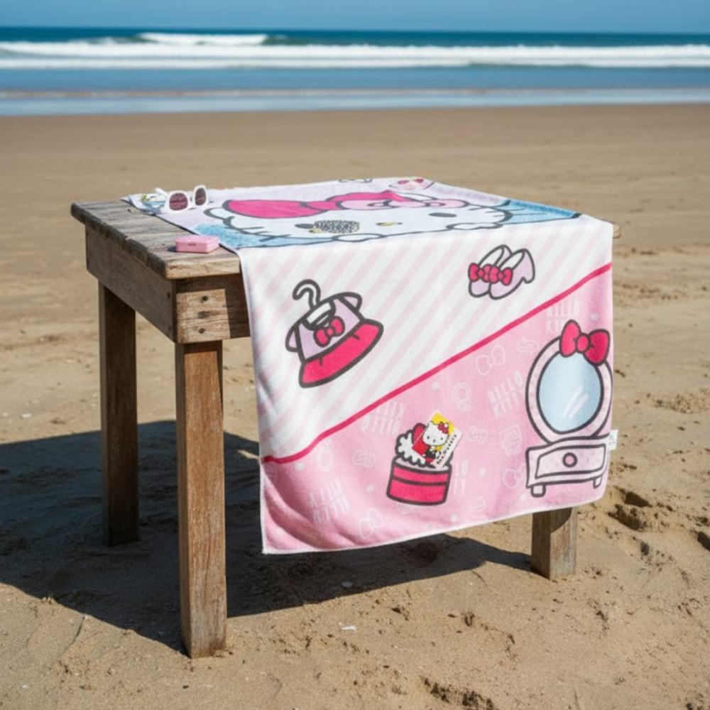 TOALLA PARA PLAYA HELLO KITTY ROSA CUTE 140X70CM - 3
