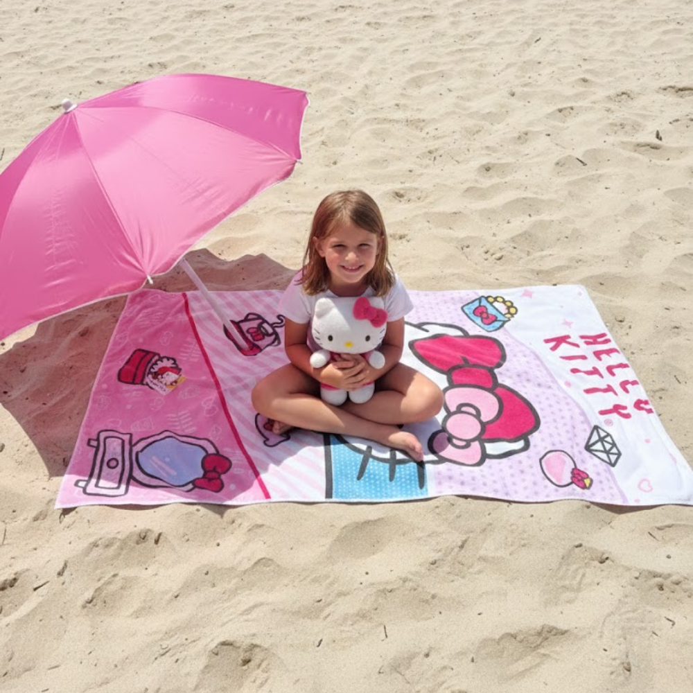 TOALLA PARA PLAYA HELLO KITTY ROSA CUTE 140X70CM - 4