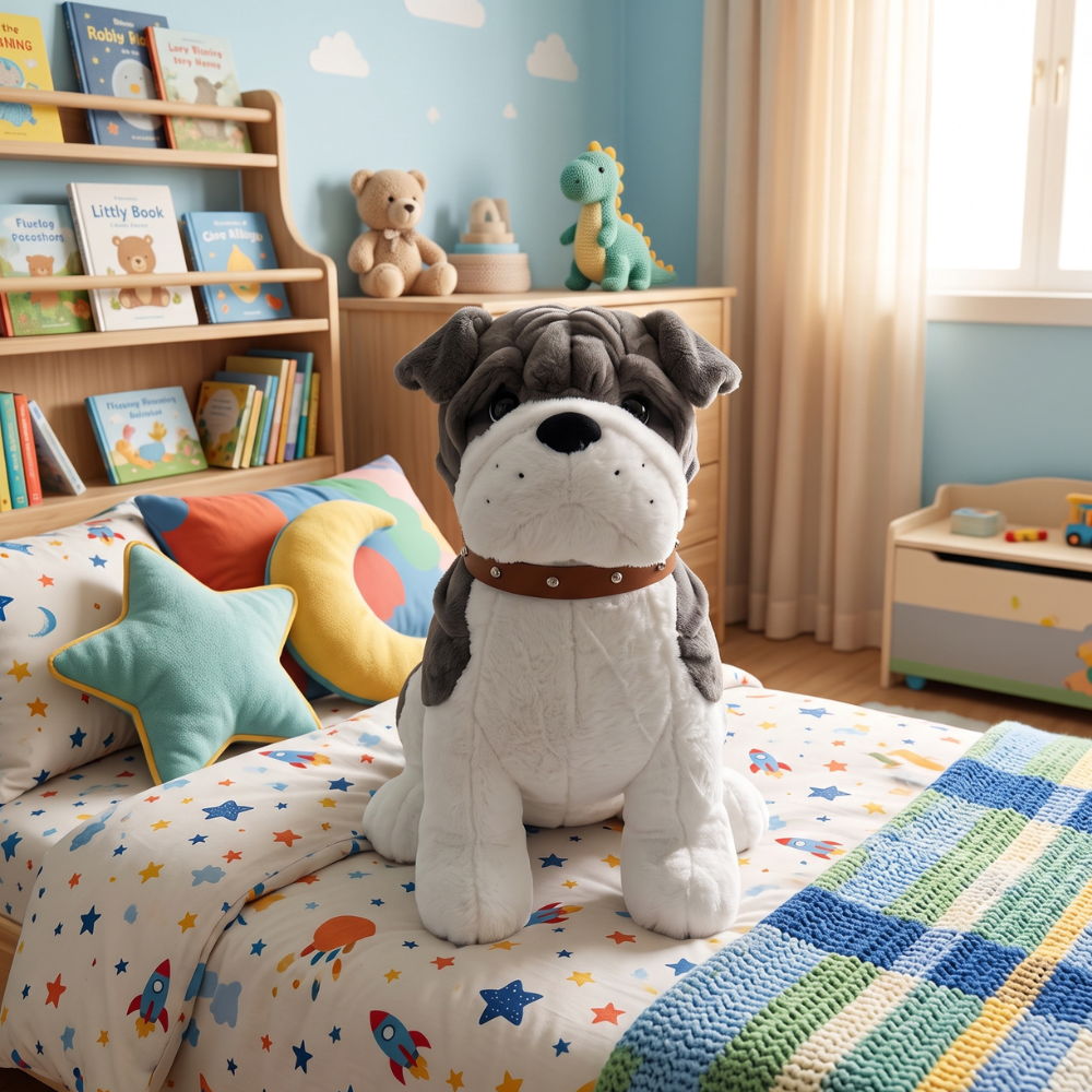 PELUCHE PERRO SENTADO GRIS DE 58 CM - 1