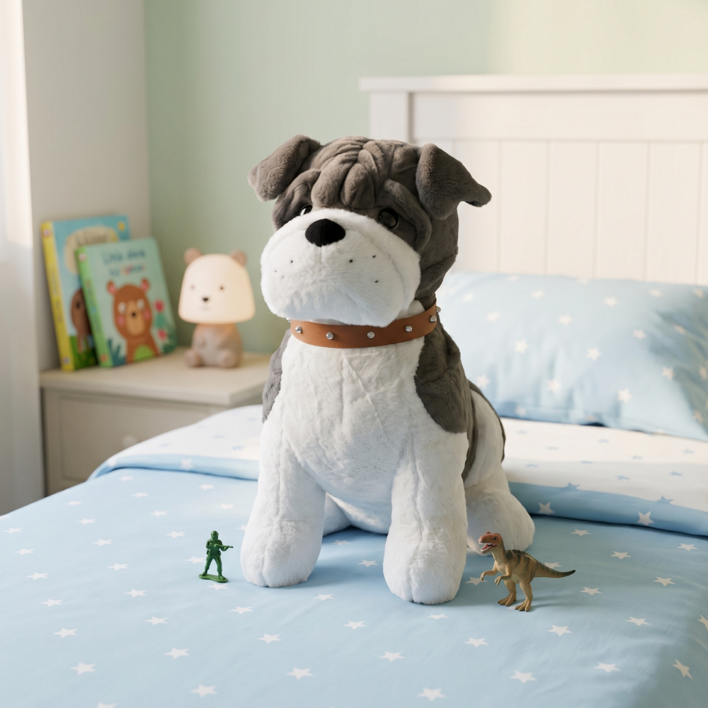 PELUCHE PERRO SENTADO GRIS DE 58 CM - 2