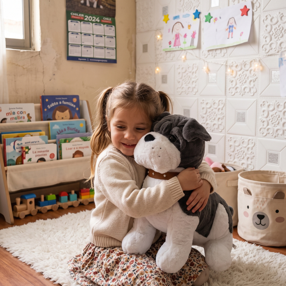 PELUCHE PERRO SENTADO GRIS DE 58 CM - 3