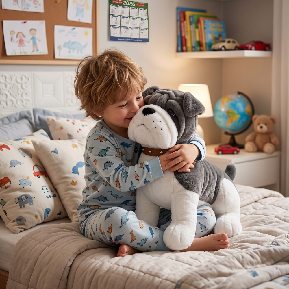 PELUCHE PERRO SENTADO GRIS DE 58 CM - 4