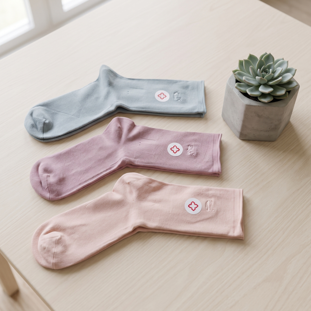 PACK DE 3 MEDIAS PARA PIE DIABÉTICO 35-39 MUJER AZUL CLARO, MORADO Y ROSADO - 2