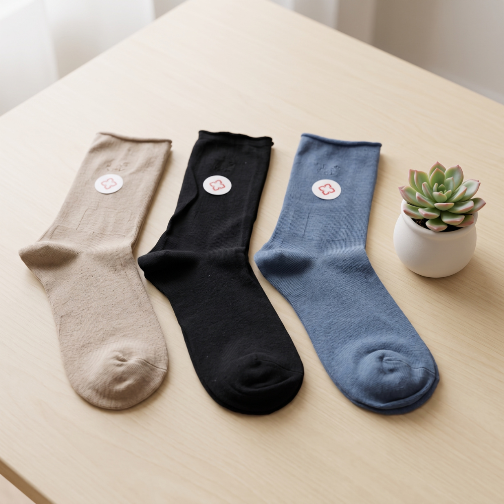 PACK DE 3 MEDIAS PARA PIE DIABÉTICO MUJER AZUL, NEGRO Y BEIGE - 2