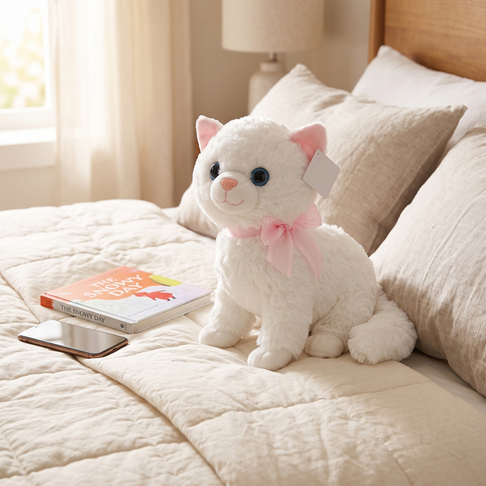 PELUCHE GATO SENTADO CON SONIDO BLANCO 37 CM - 1