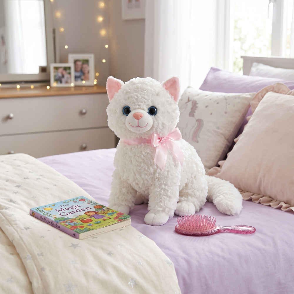 PELUCHE GATO SENTADO CON SONIDO BLANCO 37 CM - 3