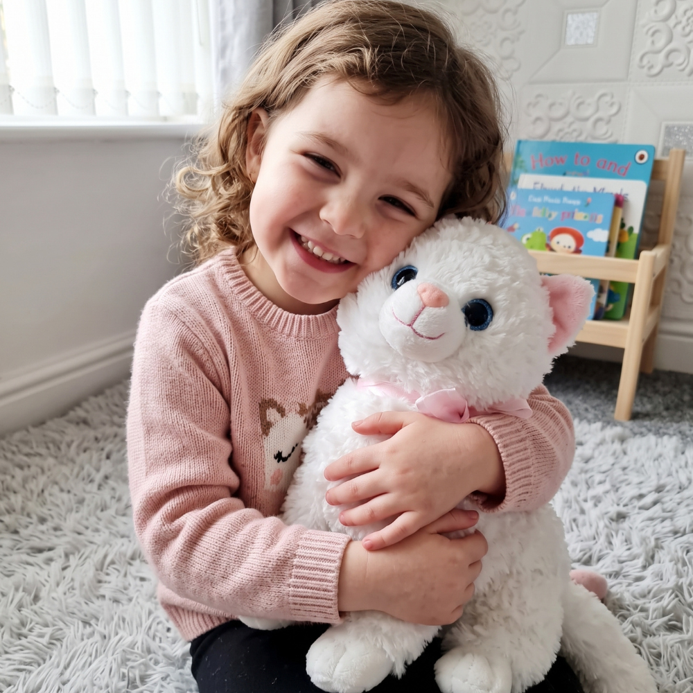 PELUCHE GATO SENTADO CON SONIDO BLANCO 37 CM - 4