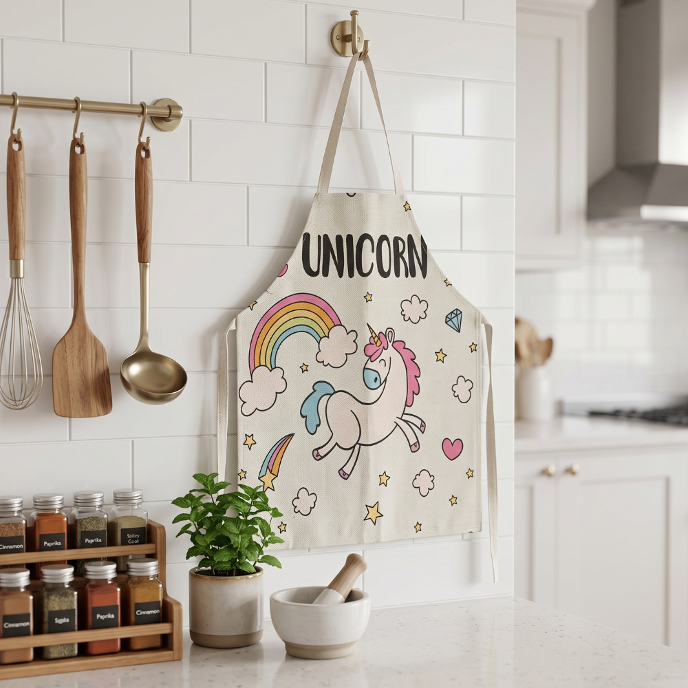 MANDIL DELANTAL UNICORNIO GRIS - 2