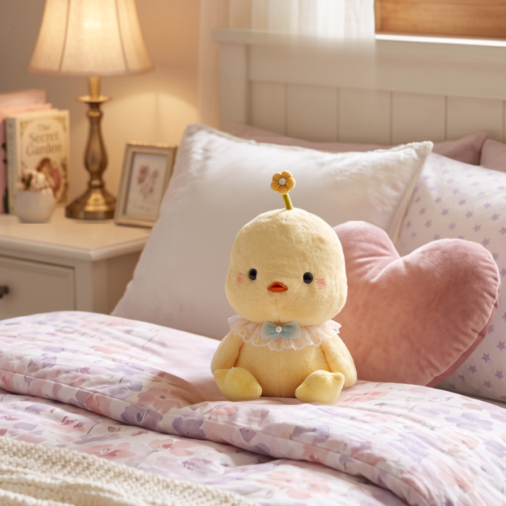 PELUCHE POLLITO CON FLOR AMARILLO 34 CM - 2