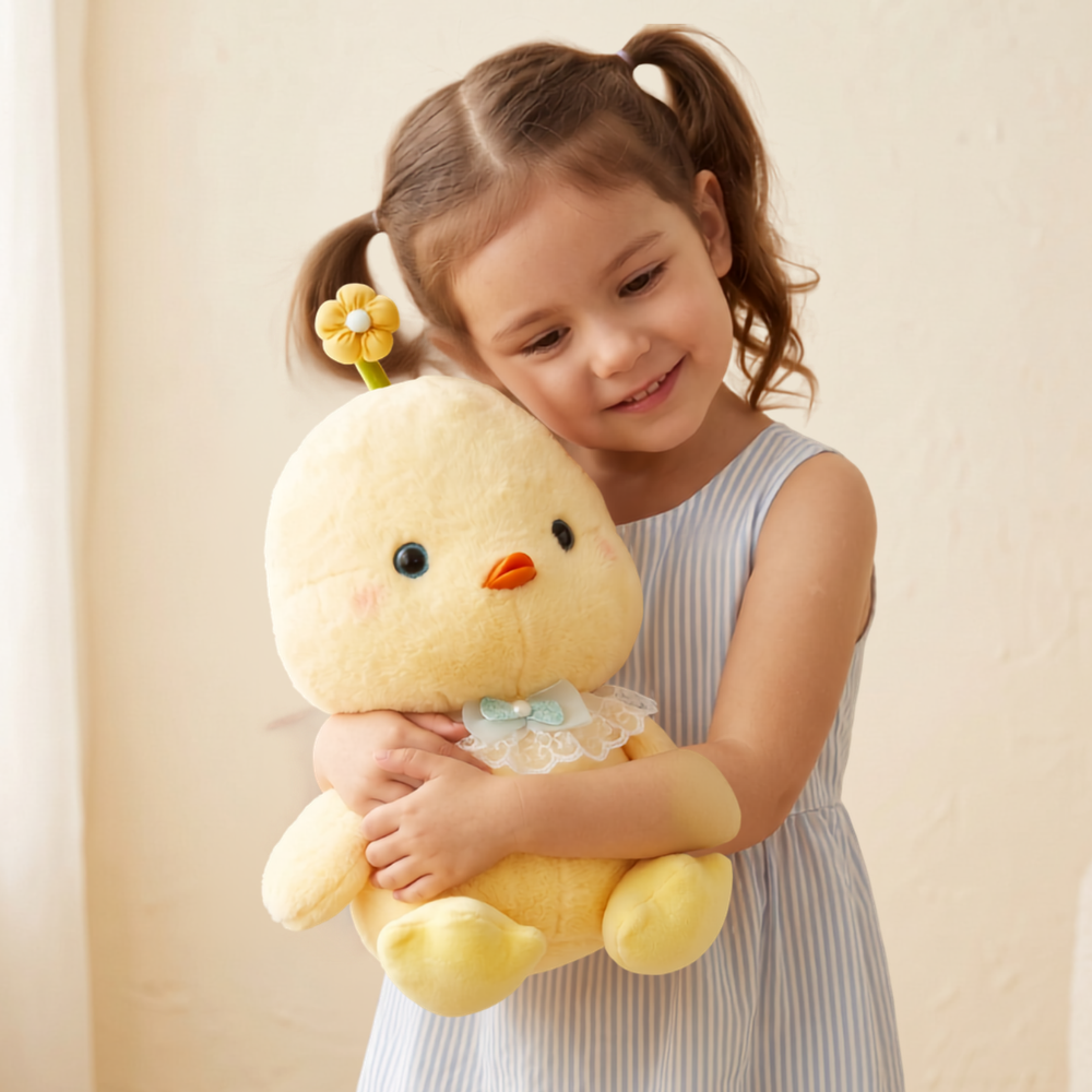 PELUCHE POLLITO CON FLOR AMARILLO 34 CM - 4
