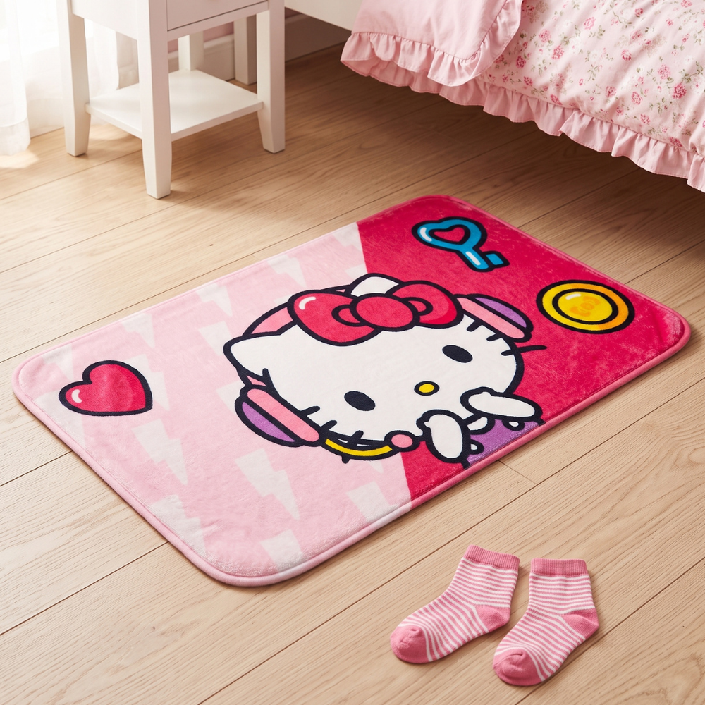 ALFOMBRA DE HELLO KITTY CON AUDÍFONOS 60 CM X 40 CM - 2