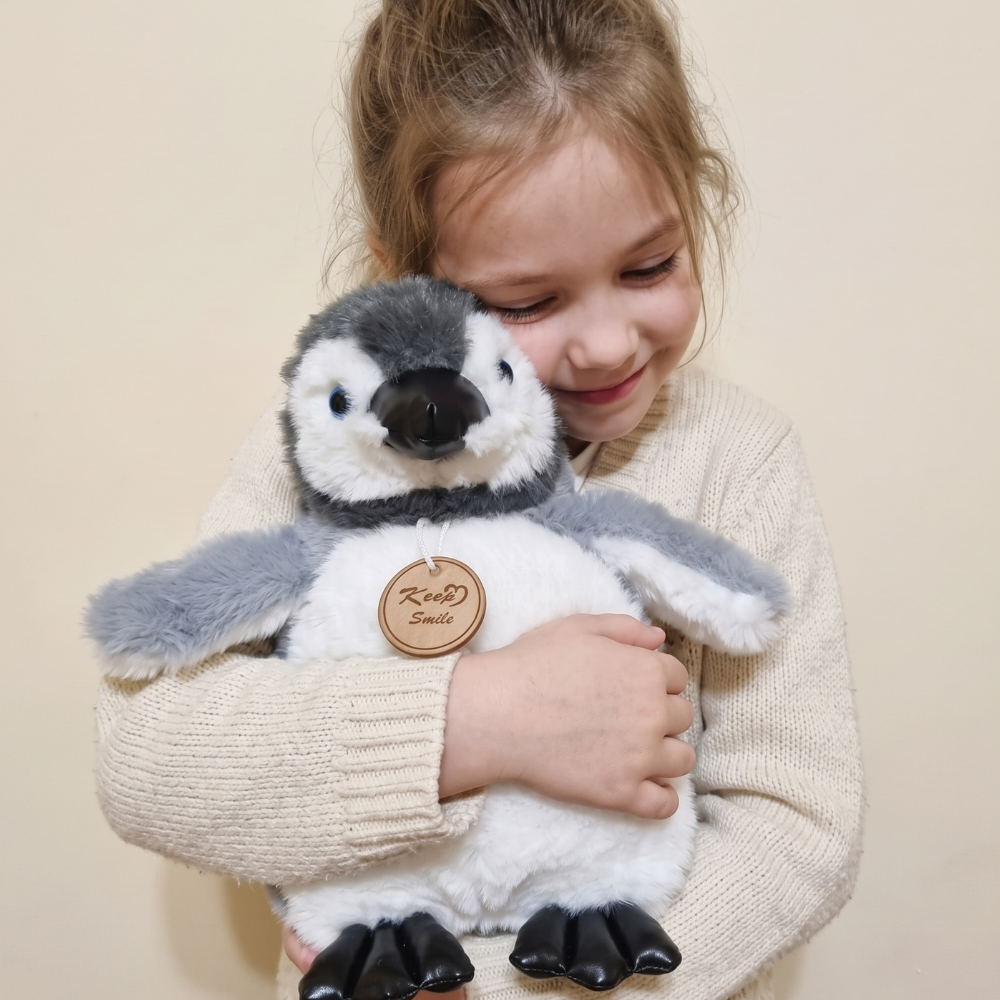 PELUCHE PINGUINO REAL GRIS 30 CM - 3
