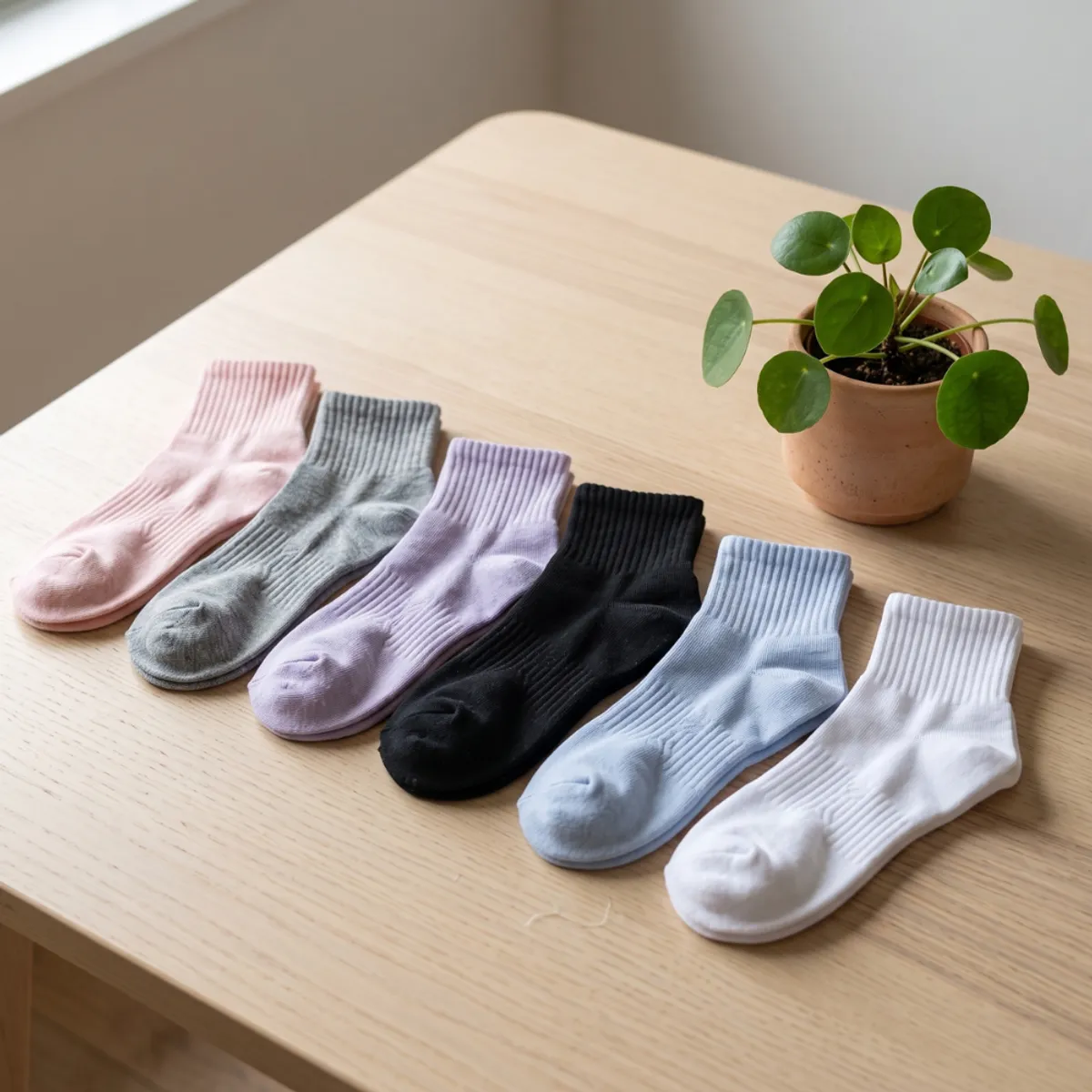 PACK DE 6 MEDIAS SIN COSTURA COLORES ROSA, PLOMO, LILA, NEGRO, CELESTE Y BLANCO - 1
