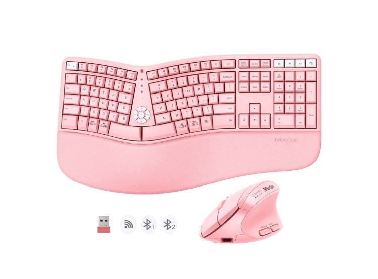 COMBO TECLADO CON MOUSE RECARGABLE MEETION DIRECTOR C2 ROSA - 1