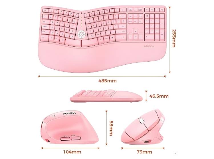 COMBO TECLADO CON MOUSE RECARGABLE MEETION DIRECTOR C2 ROSA - 2