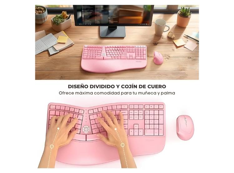 COMBO TECLADO CON MOUSE RECARGABLE MEETION DIRECTOR C2 ROSA - 3