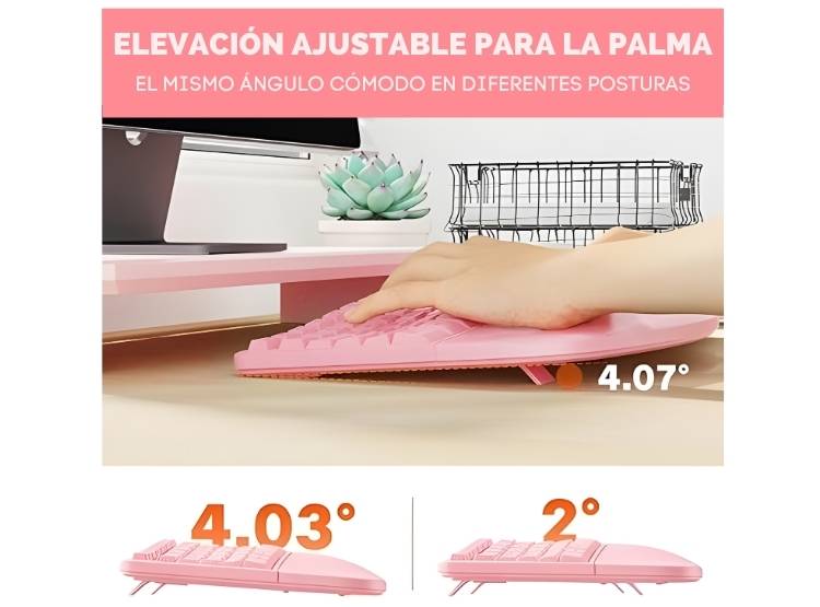 COMBO TECLADO CON MOUSE RECARGABLE MEETION DIRECTOR C2 ROSA - 7