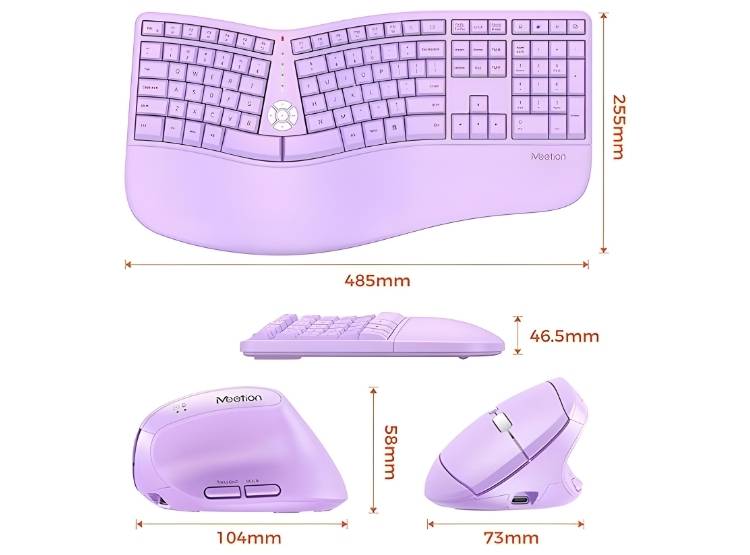 COMBO TECLADO CON MOUSE RECARGABLE MEETION DIRECTOR C2 LILA - 2