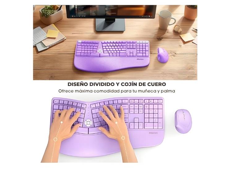 COMBO TECLADO CON MOUSE RECARGABLE MEETION DIRECTOR C2 LILA - 3