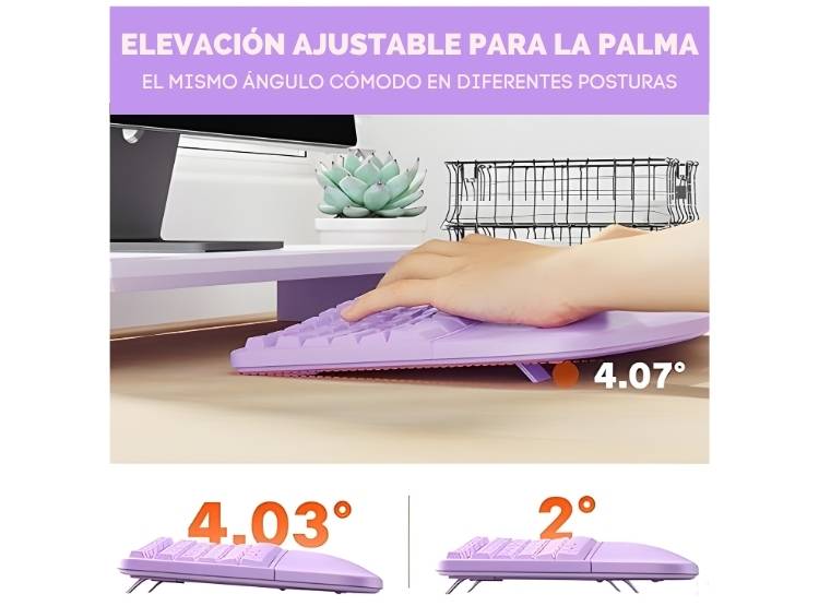 COMBO TECLADO CON MOUSE RECARGABLE MEETION DIRECTOR C2 LILA - 7