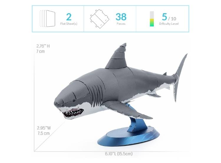 ROMPECABEZAS ARMABLE 3D TIBURON BLANCO PARA NIÑOS Y ADULTOS - 6