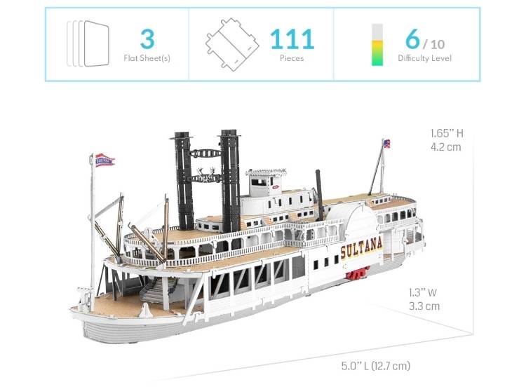 ROMPECABEZAS ARMABLE 3D SULTANA BARCO DE VAPOR PARA NIÑOS Y ADULTOS - 6